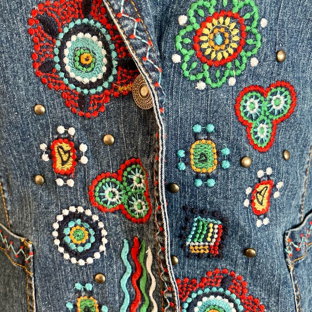 Ruby Rd. Blue Embroidered Denim Jacket - Picture 9 of 11
